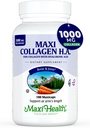 Maxi Health Marine Collagen Pillen – 1000 mg Typ 1 Kollagen für Damen und Herren mit Hyaluronsäure-Ergänzung für Gelenk- und Hautunterstützung – Unflavored, Clean Kosher Capsules (180 Maxicaps)