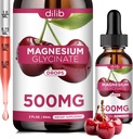 Magnesium-Glycinat-Ergänzung, Magnesium-Glycinat-Flüssigtropfen 500mg mit Calcium, Zink, Vitamin B6, D3, L-Theanin, Omega 3 für Schlaf, Stimmung, Stress Relief, Knochen, Muskeln, Kirschen Geschmack