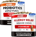 Vet Strength Probiotics + Allergy Relief für Hunde Bundle - Kaufaserergänzung + juckende Hautbehandlung - Verdauungsenzyme + Kürbis - Upset Stomach Relief + Hotspot Relief -240 ct - Made in USA