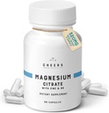 Cheers Magnesium Citrate 320mg | Unterstützt Muskel & Nerve Gesundheit, Immun Boost & Stress Relief | Magnesium Ergänzungen mit Vitamin B6 & Zink | Non-GMO, Vegan, keine künstlichen Inhaltsstoffe | 90 Kapseln