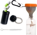 Protein Funnel Set Reise Protein-Pulver-Container mit 1 Karabiner 1 Bürste und 1 Mini Pocket Pill Box verstärkt, um Spills Gym Pre-Workout-Ergänzung Orange Powder Funnels zu verhindern