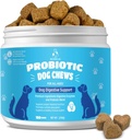 Natürliche probiotische Verdauungsergänzung für Hunde - Probiotische Chewable mit Präbiotika und Enzyme unterstützt Gut Gesundheit, Durchfall & Verdauung, Verbesserung Immunsystem Allergie Haut