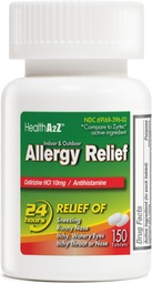 HealthA2Z® Allergy Relief | Cetirizine 10mg | All Day Allergy Relief | Indoor & Outdoor | Relief von Itchy Throat, Sneezing, Runny Noses (150 Count)