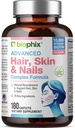 biophix Hair Skin and Nails Complex 180 Caplets mit 10.000 mcg Biotin - Multivitamin unterstützt starke Nägel Schönes Haar Gesundes Altern
