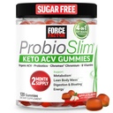 Force Factor ProbioSlim Keto ACV Metabolism Gummis, Organic Apple Cider Essig, LactoSpore Probiotics & Prebiotics unterstützt Verdauung, Lean Body Maß, & Immune Gesundheit, Apple Flavor, 1 Carb, 120ct
