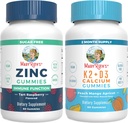 MaryRuth Organics Zinc (Tart Raspberry) & Vitamin K2+D3 Calciumgummis (Peach Mango & Apricot) | Clean Label Project Verified® | Vitamine für Immunität & Gelenk- und Knochengesundheit | Vegan, Non-GMO