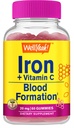 WellJa Eisengummis mit Vitamin C -Anämie und Zellulärer Energieunterstützung, fördert die Bildung von roten Blutzellen - Unterstützung von Energie und Immunsystem -Natural Grape Flavor-60 Gummies