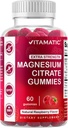 Vitamatic Extra Strength Magnesium Gummies – 255 mg Elemental Magnesium per Servieren – 60 Gummi (2-Pack) unterstützt Entspannung, Muskelfunktion, Knochengesundheit & Energie – Vegan, Non-GMO, Glutenfrei
