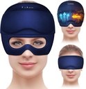 Migräne Relief Cap mit Gel Augenmaske, Kopfschmerzen Relief Cap Ice Head Wrap Hot and Cold Therapy Hat, Migraine Cap Gel Cap für Kopfschmerzen Puffy Eyes Sinus und Spannung Stress Relief (blau)