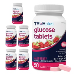 TRUEplus® Glucose Tabletten, Himbeer Flavor - 50 Count (Pack von 6)