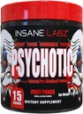 Insane Labz Psychotic, High Stimulant Pre Workout Powder, Extreme Lasting Energy, Fokus und Ausdauer mit Beta Alanine, Creatine Monohydrate, DMAE, 15 Srvgs, Fruit Punch