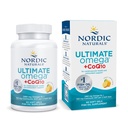 Nordic Naturals Ultimate Omega + CoQ10, Lemon - 60 Soft Gels - 1280 mg Omega-3 + 100 mg CoQ10 - Herzgesundheit, Zelluläre Energie, Antioxidante Unterstützung - Non-GMO - 30 Servietten