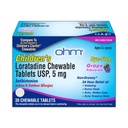 Ohm Kinder Loratadine Allergy Kautabletten - Dye Free, Grape Flavor, Non-Drowsy 24 Hour Relief, Antihistamine für Indoor & Outdoor Allergien - 30 Tabletten