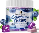 Bovine Colostrum Soft Chews Supplement mit Probiotika für Gut Health, Bloating, Immununterstützung, Haut, Haarwachstum und Schönheit - Blueberry Flavor (60 Servietten)