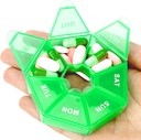Pill Organizer, Pille Box, Small Pills Case, Medizin Organizer 1 Mal am Tag, Wöchentliche Medizin Organizer, Container, Pil Daily Medicines Holder Travel Box 7 Day (Light Green)