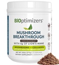BIOptimizers Pilz Kaffee Alternative – Schokoladengetränk – Lion’s Mane, Chaga, Reishi + Collagen Peptides for Focus, Energy & Gut Health – Adaptogenic Pilze & MCT Powder – 15 Portionen