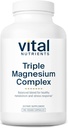 Vital Nährstoffe Triple Magnesium Complex Supplement | Vegan Magnesium Glycinat, Malat & Oxid 250mg | Leicht absorbierte Magnesiumergänzung für Stress, Muskel, Herz, Knochen Unterstützung | 180 Kapseln