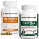 Echte Pilze Cordyceps für Menschen (120ct) & Türkei-Tail für Haustiere (90ct) - Bundle for Energy, Vitality, and Immunity - Vegan, Non-GMO, Grain-Free, Glutenfreie Pilz-Extrakt-Kapseln