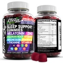 Saubere Nutra Melatonin Gummis 10mg | Schlafhilfe Valerian Root L-Theanin Vitamin B6 C Zitronenbalsam Magnesium Hibiscus Beta Carotene Saffron & Kamille Erholung Nahrungsergänzung Raspberry Flavor