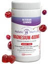 Magnesium Citrate Gummis - Zuckerfrei, Vegan und Non-GMO für bessere Schlaf und Entspannung - Kein Zuckeralkohol - Magnesium Supplement für Erwachsene, Jugendliche und Kinder - Kirsche - 120 Chews