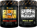 ALPHA LION Superhuman Pre Workout Powder & Post Workout Recovery Bundle, Sustained Energy & Focus + Lean Muskelwachstum, Stärke & Volumen (Hulk Juice & Gainy Smith Apple)