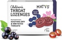 Matys Kids Throat Lozenges für Alter 6 Jahre alt +, Tasty Black Currant Flavor, Beruhigt trocken & bewässerte Throats & Stimmen mit Marshmallow Root, Sugar Free, Vegan, Dye Free, Alkoholfrei, 20 Count
