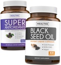 Antioxidantien & Schwarzes Seedöl (1-Monat-Versorgung) Super Antioxidante Ergänzung mit Acai Berry, Goji Berry, Granatapfel & Trans Resveratrol (120 Kapseln) & Schwarzes Seedöl (Non-GMO & Vegan) 60 Kapseln