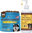 Natural Dog Company Multivitamin Chews und Ultra Omega Öl für aktive Hunde - Nährstoff-Rich Hundebäume mit Omega-3 und essentiellen Vitaminen, unterstützt kognitive Gesundheit und allgemeine Vitalität für alle Rassen