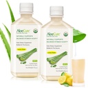 AloeCure USDA Organic Aloe Vera Juice Lemon Flavor - Hergestellt innerhalb von 12 Stunden Ernte - Natürliche Verdauungsergänzung für Balanced Stomach Acidity - Unterstützung Verdauungs- und Immungesundheit, 2 Btls x 16.7oz