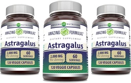 Erstaunliche Formeln Astragalus 2000 mg Pro Servierkapseln Supplement | Hergestellt aus reinem Astragalus Membranaceus Pflanzenwurzelextrakt | Non-GMO | Glutenfrei (120 Count | 3 Pack)