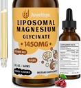 Magnesium Glycinate Liquid Drops - Liposomal Chelate mit Kirschen Geschmack für einfache Absorption, fördert Schlaf, Stimmung, Darm & Knochen Gesundheit, reduziert Stress - 60ML (2.04 Fl Oz (Pack von 1))