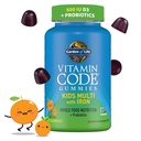 Kinder Multivitamin Gummy mit Eisen + Probiotika für Immun-Gesundheit & Verdauung: Vitamine D, C, E, B, Zink für Energie & Entwicklung, Vitamin-Code, Non-GMO, Glutenfrei, 90 Orangengummis, 30 Tage Versorgung