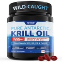 Antarktis Krill Öl 1200 mg Omega 3 Supplement, Omega 3 Krill Öl Softgele w/EPA, DHA, Astaxanthin & Phospholipide für Brain & Antioxidans, Sustainable Sourced, No Fishy Nachgeschmack, 120 Softgels