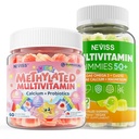 NEVISS Kids Multivitamin Gummis mit Kalzium, Probiotika, Vitamin D3 K2 A C + Sugar Free Men 50 + Plus, Multivitamine Gummis w/Omega-3, Coq10, D3k2, Kalzium