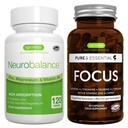 Neurobalance + Fokus Brain Booster Vegan Bundle, hohe Absorption Zink Magnesium & B6 + Koffein, Aminosäuren & Methylierte B-Vitamine, von Igennus