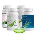 AloeCure Organic Aloe Vera Capsules Pack - 4 Stück - Melatonin + Collagen, VeraFlex, Aloe Vera Kapseln, Probiotic + Enzyme