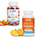Halal Multivitamine für Kinder (90 Count) & Halal Omega 3 Gummi für Erwachsene & Kinder (60 Count) - Non-GMO, Vegetarisch, Gluten Free Halal Gummies