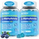 Lfolate Gummies & Methyl B12, Active 5-Mthf Methylated Folate 5mg Supplement für Frauen Männer w/Methyl B Complex,Choline,Magesium,Omega-3,Methyl Folat für Methylierung,Focus,Mood,Sugar Free,2Pack