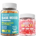 Zuckerfreies Magnesium Glycinat Gummi 400mg mit Ashwagandha + Womens Multivitamin Gummies w Omega-3, Calcium, Enzyme & Probiotic