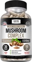 Kaya Naturals Premium Pilz Complex Potent - Pilz Complex Kapseln 1995mg pro Servieren - Aids Mental Clarity unterstützt Immunsystem, Wellness & Vitalität |-30 Count