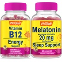 WellJa Vitamin B12 1000mcg + Melatonin 20mg, Gummis Bundle - Große Verkostung, Vitamin-Ergänzung, Glutenfrei, GMO frei, Kaugummi