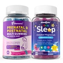 Sugar Free Prenatal Vitamins for Women Gummies 2 Pack + Kids Sleep Gummies 2 Pack