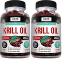 Kaya Naturals - Antarktis Krill Öl 500mg mit Omega 3, EPA, DHA, Phospholipide & Astaxanthin Supplement - Gehirn & Gesundheit Vitamin - Anti Aging Supplement - 30 Count Softgels (Pack von 2)