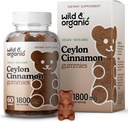 Wild & Organic Ceylon Cinnamon Gummies 1800mg - Antioxidantien Unterstützung w/Cinnamon, Turmeric Root, Ginger - 60 Vegan, Non-GMO Chews