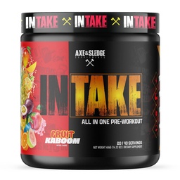 Axe & Sledge Intake All-in-One Pre-Workout | 300mg Koffein | L-Citrulline, Beta Alanine, Betaine für Performance & Focus | Pre-Workout für Männer & Frauen | 20/40 Servierungen, Fruit Kaboom
