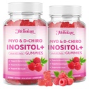 Myo-Inositol & D-Chiro Inositol Gummies, Ideal 40:1 Ratio Supplement for Women with Vitamin D3 & B12 for Support Hormonal Balance & Wellness, Sugar Free, Raspberry, 120 Count
