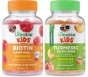 Lebensfähiges Biotin Kinder + Kurkuma Kinder, Gummis Bundle - Große Verkostung, Vitamin-Ergänzung, Glutenfrei, GMO frei, Kaugummi