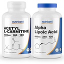 Nutricost Alpha Lipoic Acid 600mg, 240 Caps & Acetyl L-Carnitin 500mg, 180 Caps