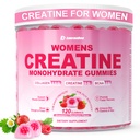 Kreatin für Frauen, Kreatin-Monohydrat-Gummien mit Collagen, BCAA, L-Carnitin & Taurine, Erdbeer-Flamvor, Energie-Kreatin-Ergänzung für Muskelkraft, Energie-Boost, Zuckerfrei, 120 Zähler