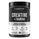 Jacked Factory Creatine + Taurine - Kreatin-Monohydrat 5000mg mit Taurine 2000mg für erhöhte Muskelkraft und zelluläre Hydration - 60 Servierungen, Unflavored